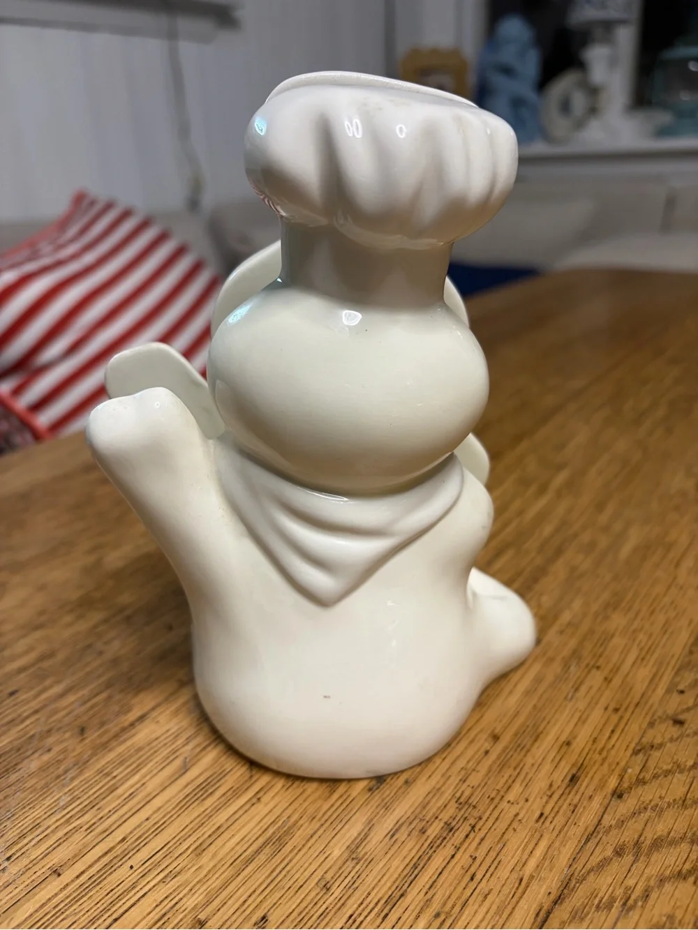 Doughboy Ceramic Figurine - White with Blue Accents